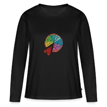 Pizza Is My Valentine - Frauen Premium Bio Langarmshirt - Schwarz - Vorne - Julia (174cm)