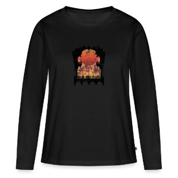Silhouette cadeau soleil métropole pont skyline - T-shirt manches longues Premium bio Femme - noir - Devant - Julia (174cm)