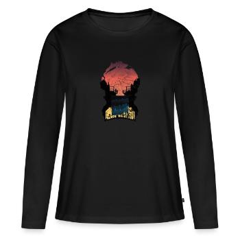 Coucher de soleil silhouettes vie cadeau ville - T-shirt manches longues Premium bio Femme - noir - Devant - Julia (174cm)