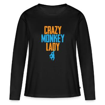 Dame de singe folle - T-shirt manches longues Premium bio Femme - noir - Devant - Julia (174cm)