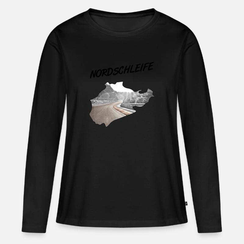 Nordschleife - Frauen Premium Bio Langarmshirt - Schwarz