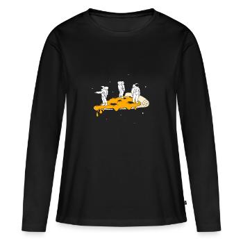 Space Pizza - Frauen Premium Bio Langarmshirt - Schwarz - Vorne - Julia (174cm)