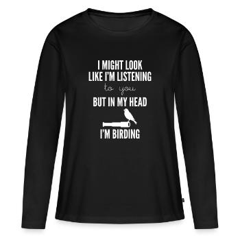 Observation des oiseaux - observation des oiseaux - observation des oiseaux - oiseau - T-shirt manches longues Premium bio Femme - noir - Devant - Julia (174cm)
