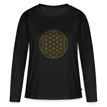 Fleur de vie - T-shirt manches longues Premium bio Femme - noir - Devant - Julia (174cm)