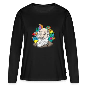 Charles Darwin Portrait Gift Evolution - T-shirt manches longues Premium bio Femme - noir - Devant - Julia (174cm)
