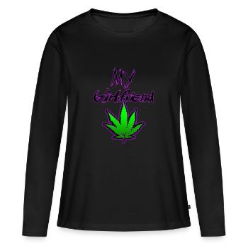 My girlfriend cannabis - Women's Premium Organic Long Sleeve Shirt - black - Front - Julia (174cm)