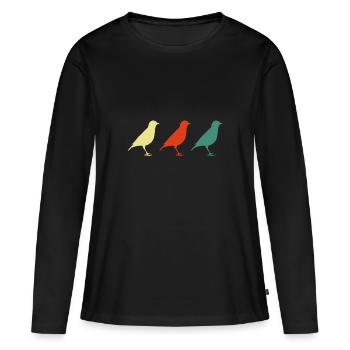 Vogel Vogelschwarm Haustier Birds Vogel Shirt - Frauen Premium Bio Langarmshirt - Schwarz - Vorne - Julia (174cm)