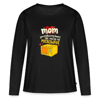 Cadeau parfait pour la fête des mères Maman tu as fait fondre mon coeur - T-shirt manches longues Premium bio Femme - noir - Devant - Julia (174cm)