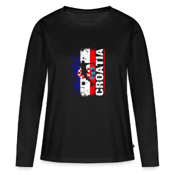 Équipe nationale de Croatie - Cadeaux - T-shirt manches longues Premium bio Femme - noir - Devant - Julia (174cm)