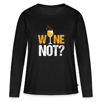Pourquoi pas le vin? - T-shirt manches longues Premium bio Femme - noir - Devant - Julia (174cm)