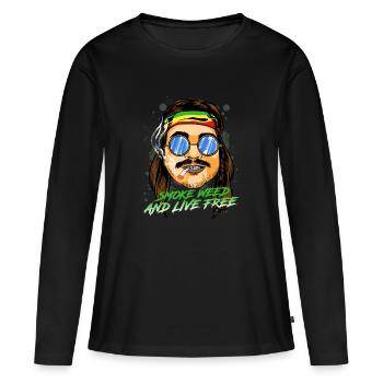 Fumée de Weed et Live Fan Fan T-shirts de - T-shirt manches longues Premium bio Femme - noir - Devant - Julia (174cm)