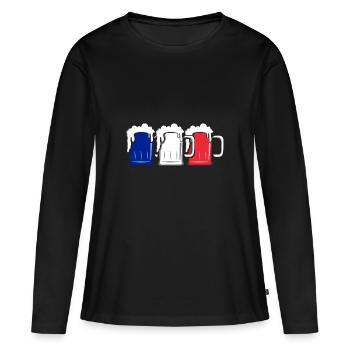 France - Coupe du Monde - Cadeau - Bière - T-shirt manches longues Premium bio Femme - noir - Devant - Julia (174cm)
