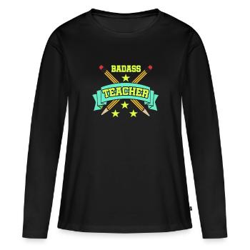 Enseignante école cours d’enseignement cours élève. - T-shirt manches longues Premium bio Femme - noir - Devant - Julia (174cm)