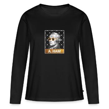 Alexander Hamilton Père fondateur américain - T-shirt manches longues Premium bio Femme - noir - Devant - Julia (174cm)