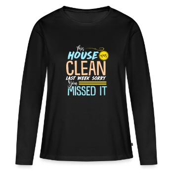Drôle propre maison - T-shirt manches longues Premium bio Femme - noir - Devant - Julia (174cm)