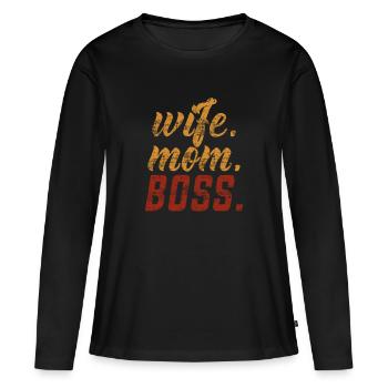 Femme Mom Boss Lady - T-shirt manches longues Premium bio Femme - noir - Devant - Julia (174cm)