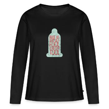 Préservatif disant latex party sexe amour JGA Casanova - T-shirt manches longues Premium bio Femme - noir - Devant - Julia (174cm)