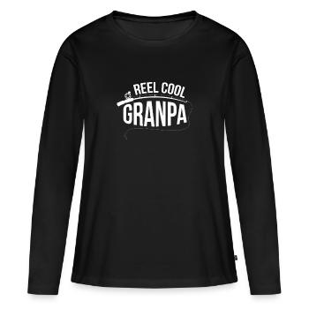 Reel Cool Grandpa Pêche - T-shirt manches longues Premium bio Femme - noir - Devant - Julia (174cm)