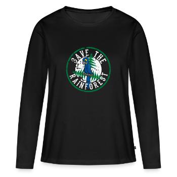 Sauver la forêt tropicale - sauver les animaux - arbre primitif - T-shirt manches longues Premium bio Femme - noir - Devant - Julia (174cm)