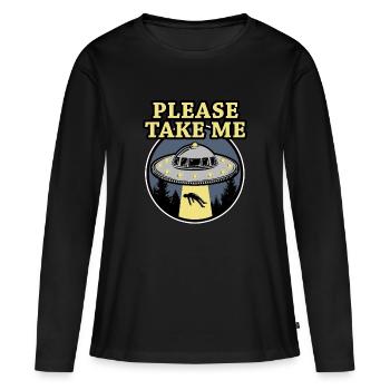 S'IL VOUS PLAÎT - T-shirt manches longues Premium bio Femme - noir - Devant - Julia (174cm)