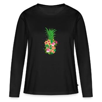 ananas - T-shirt manches longues Premium bio Femme - noir - Devant - Julia (174cm)