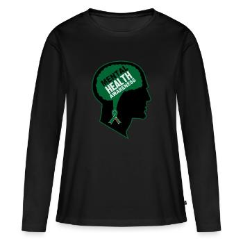 Santé mentale - T-shirt manches longues Premium bio Femme - noir - Devant - Julia (174cm)