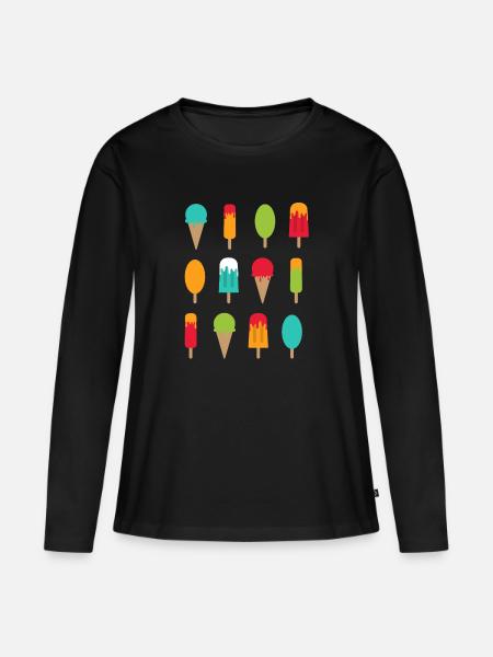 Eis, Eis und nochmehr Eis | Sommer Shirt - Frauen Premium Bio Langarmshirt - Schwarz