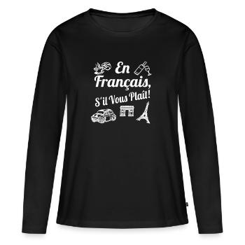 En Francais s'il vous plait! - T-shirt manches longues Premium bio Femme - noir - Devant - Julia (174cm)