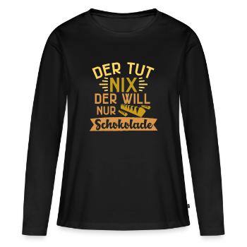 Schokolade - Frauen Premium Bio Langarmshirt - Schwarz - Vorne - Julia (174cm)