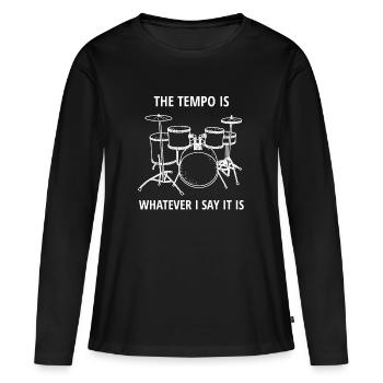 Batteur - Batterie - Batteur - Tempo - T-shirt manches longues Premium bio Femme - noir - Devant - Julia (174cm)