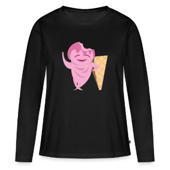 Funny Ice Cream - Women's Premium Organic Long Sleeve Shirt - black - Front - Julia (174cm)