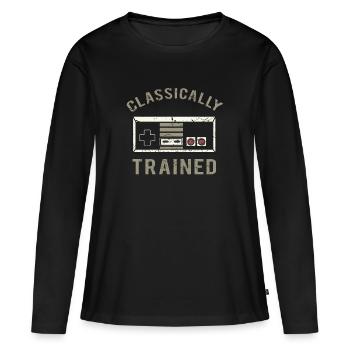 Jeu vidéo jeu Retrogaming Game Console Gift - T-shirt manches longues Premium bio Femme - noir - Devant - Julia (174cm)