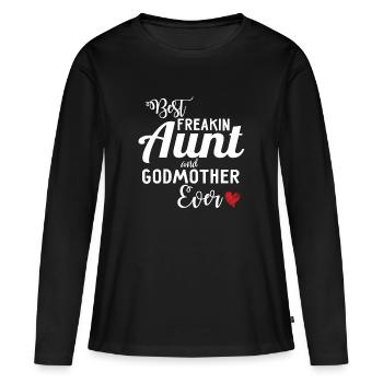 Beste freakin Tante und Patin - Frauen Premium Bio Langarmshirt - Schwarz - Vorne - Julia (174cm)
