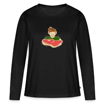 Porte-steak - T-shirt manches longues Premium bio Femme - noir - Devant - Julia (174cm)