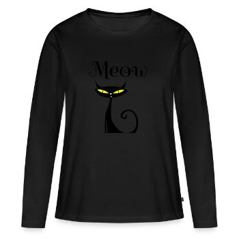 Chat noir de Meow, chat noir, cadeau - T-shirt manches longues Premium bio Femme - noir - Devant - Julia (174cm)
