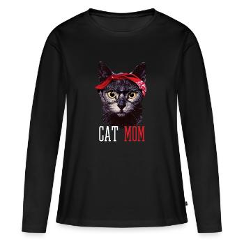 Cat Mom Cats Mom Babe Kittens Hipster - Women's Premium Organic Long Sleeve Shirt - black - Front - Julia (174cm)