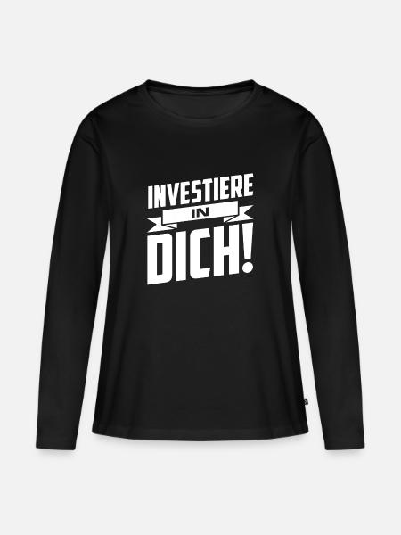Investiere in dich - Frauen Premium Bio Langarmshirt - Schwarz