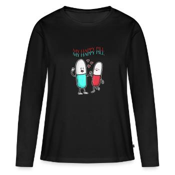 HAPPY PILL - fröhliche Pillen - Tabletten - Liebe - Frauen Premium Bio Langarmshirt - Schwarz - Vorne - Julia (174cm)