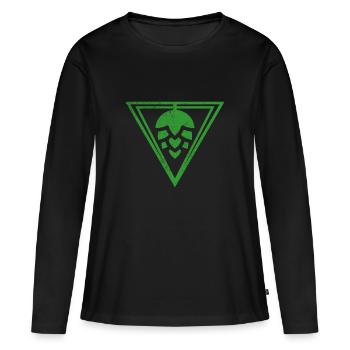 Houblon Logo - Hopfendolde, fleur de la plante du houblon - T-shirt manches longues Premium bio Femme - noir - Devant - Julia (174cm)