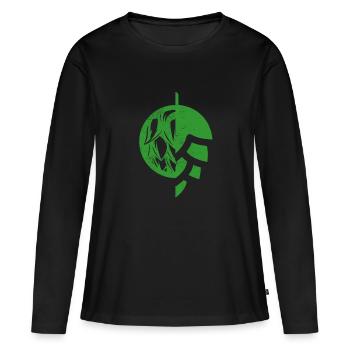 Houblon Logo - Hopfendolde, fleur de la plante du houblon - T-shirt manches longues Premium bio Femme - noir - Devant - Julia (174cm)