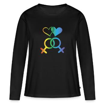 LGBT T-Shirt - Homosexuell - Gay - Lesbisch - CSD - T-shirt manches longues Premium bio Femme - noir - Devant - Julia (174cm)