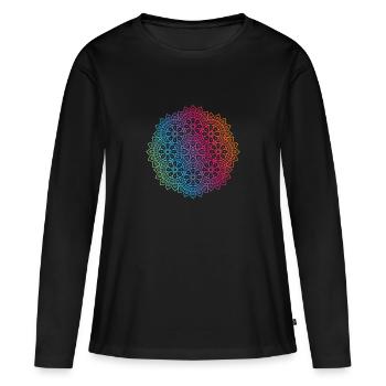 Mandala - T-shirt manches longues Premium bio Femme - noir - Devant - Julia (174cm)