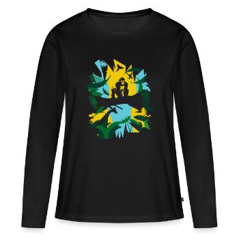 Dschungel Gorilla - Frauen Premium Bio Langarmshirt - Schwarz - Vorne - Julia (174cm)