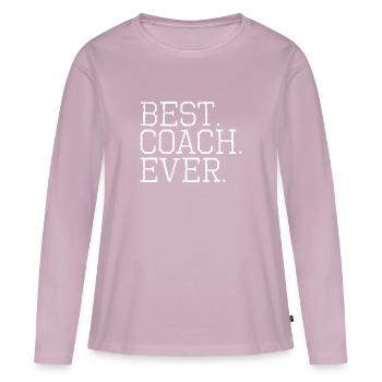 Meilleur entraîneur Tees - T-shirt manches longues Premium bio Femme - rose poudré - Devant - Julia (174cm)