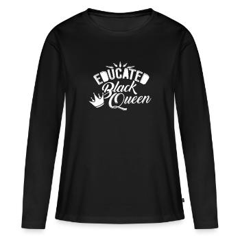 Chemise de fierté noire américaine éduquée de reine noire - T-shirt manches longues Premium bio Femme - noir - Devant - Julia (174cm)