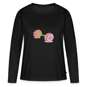 Donut Barbell Hantel Fitness Gym Sport Studio - Frauen Premium Bio Langarmshirt - Schwarz - Vorne - Julia (174cm)