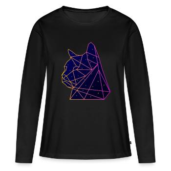 Space Cat - T-shirt manches longues Premium bio Femme - noir - Devant - Julia (174cm)