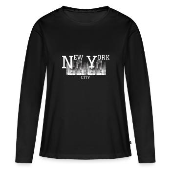 New York City Blanc - T-shirt manches longues Premium bio Femme - noir - Devant - Julia (174cm)