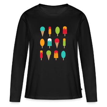 Je crie pour Icecream - T-shirt manches longues Premium bio Femme - noir - Devant - Julia (174cm)