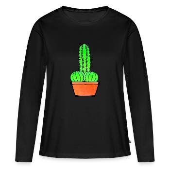Cactus provocateur et Aloe - T-shirt manches longues Premium bio Femme - noir - Devant - Julia (174cm)